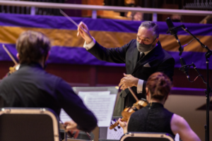 Russell Scarbrough conducts the Houghton Symphony Orchestra